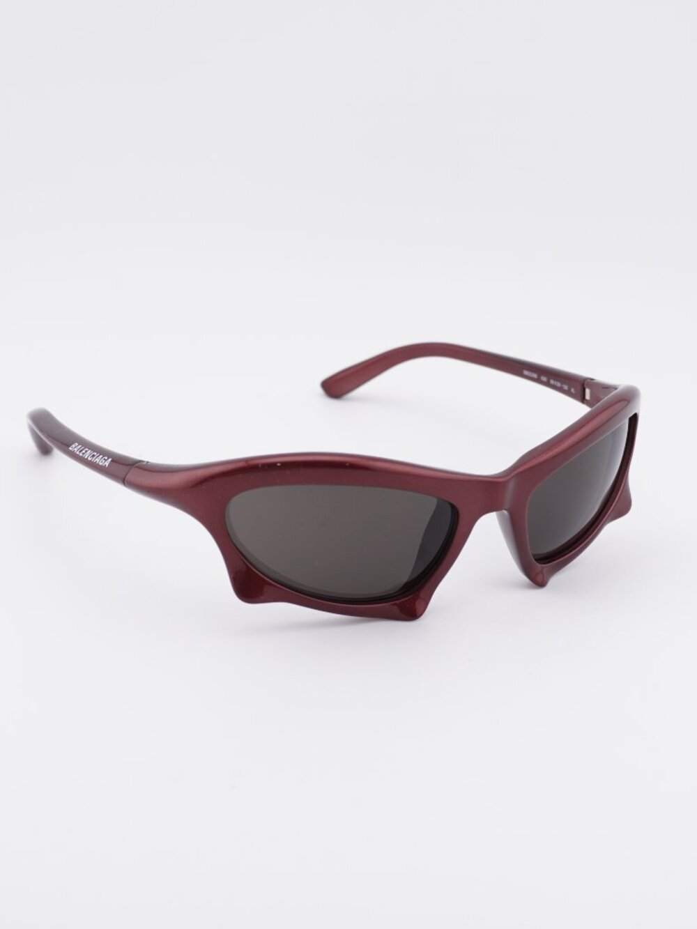 Balenciaga BB0229S 005 Sunglasses Bordeaux Oval Frame, Grey Lenses